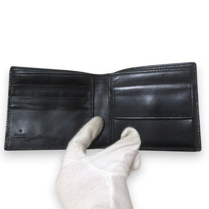 Gucci Interlocking G Leather Bifold Wallet Compact Wallet Black Women's Used