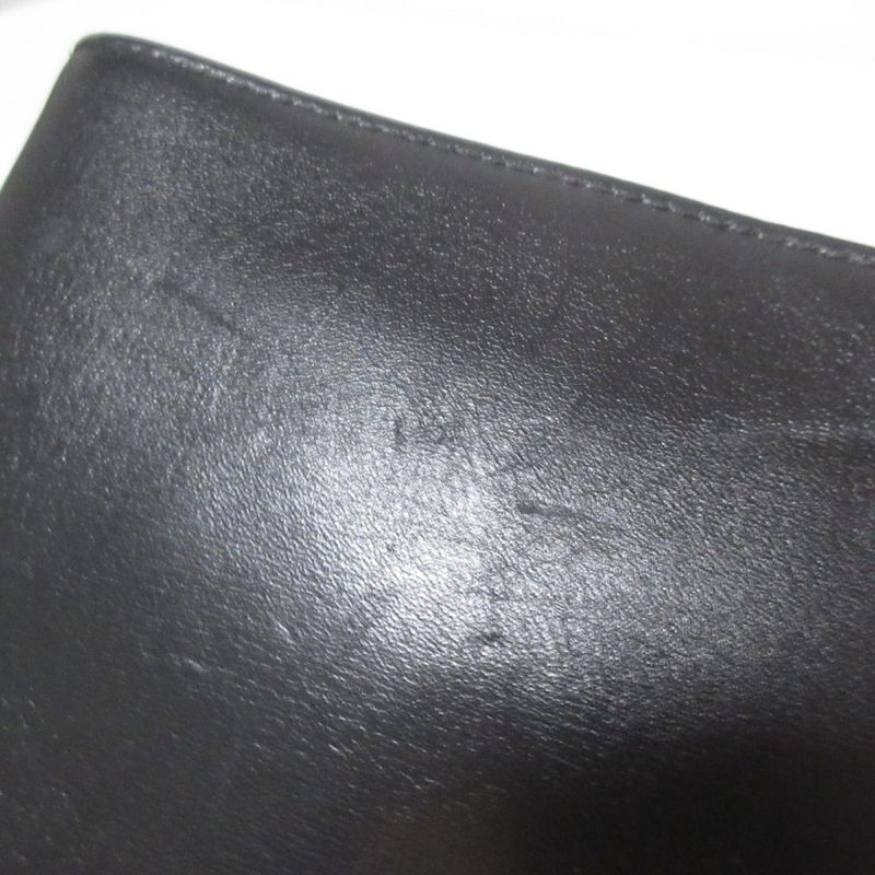 Gucci Interlocking G Leather Bifold Wallet Compact Wallet Black Women's Used