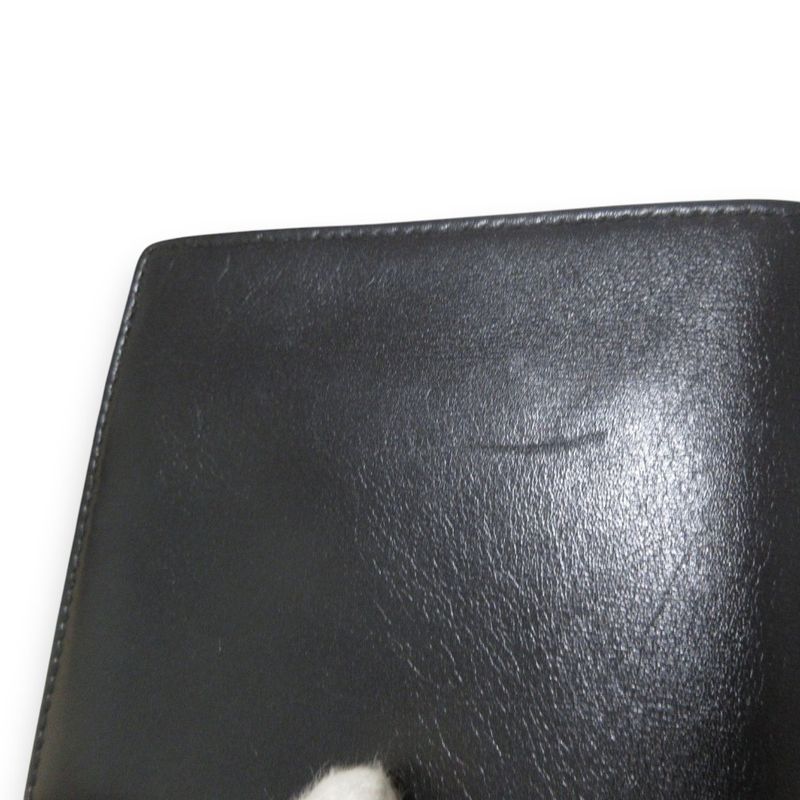 Gucci Interlocking G Leather Bifold Wallet Compact Wallet Black Women's Used