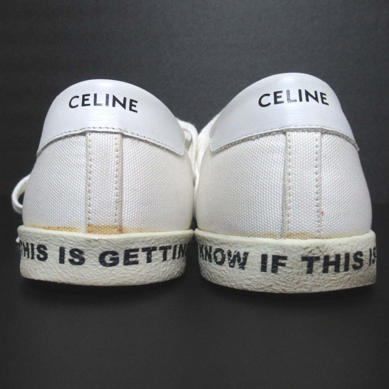 Good Celine Eddy Period Blank Canvas Low Cut Sneakers Size 39 Equivalent To