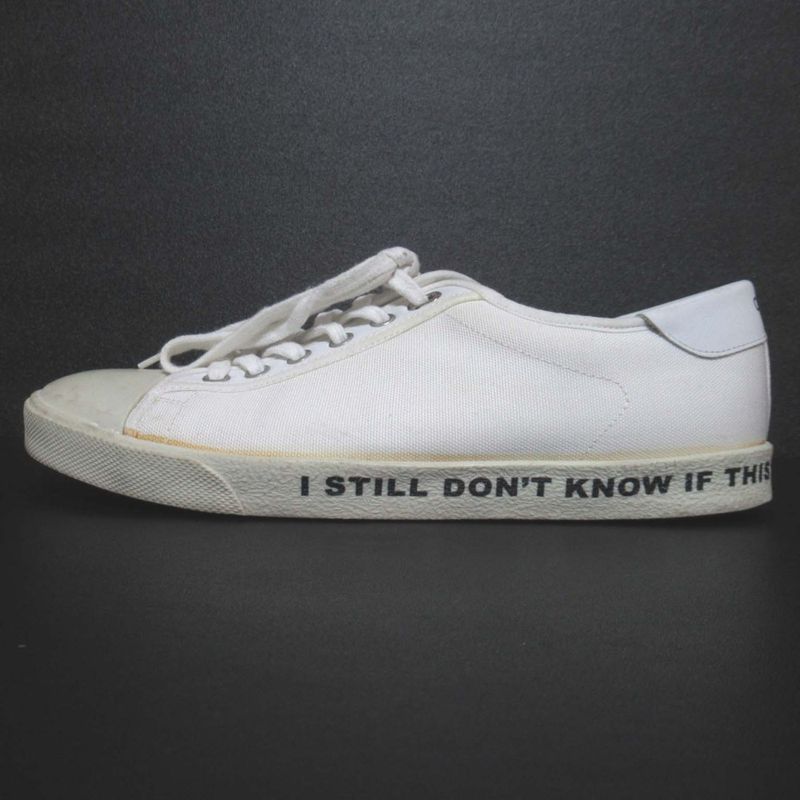 Good Celine Eddy Period Blank Canvas Low Cut Sneakers Size 39 Equivalent To
