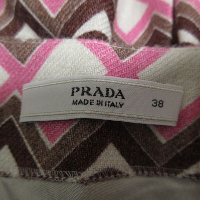 Prada Linen And Silk Total Pattern Sleeveless Knee-length Dress Size 38 Brown