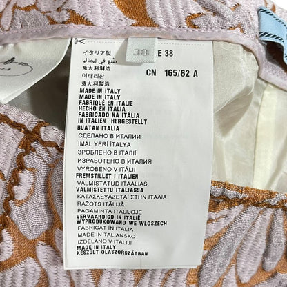 Prada Flower Embroidery Silk Blend Knee Length Skirt 38 Orange And Pink Ladies