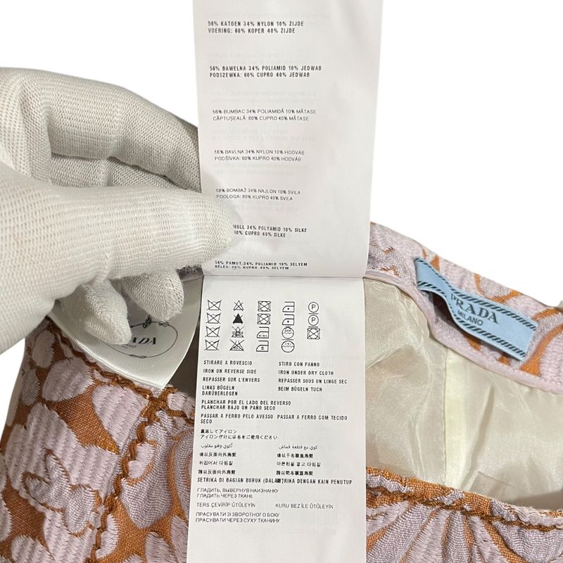 Prada Flower Embroidery Silk Blend Knee Length Skirt 38 Orange And Pink Ladies