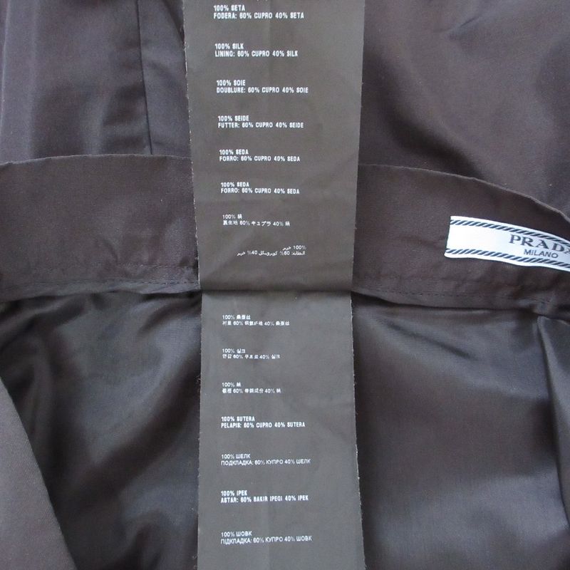 Prada Knee Length Silk Box Pleated Skirt 44S Black Women Used