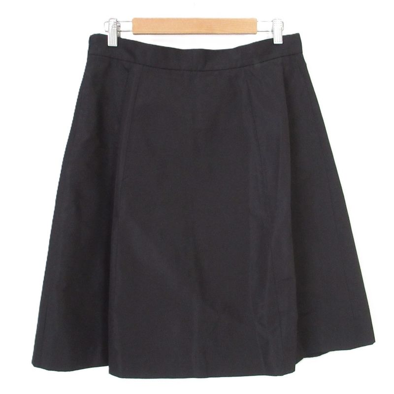 Prada Knee Length Silk Box Pleated Skirt 44S Black Women Used
