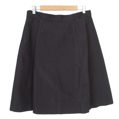 Prada Knee Length Silk Box Pleated Skirt 44S Black Women Used