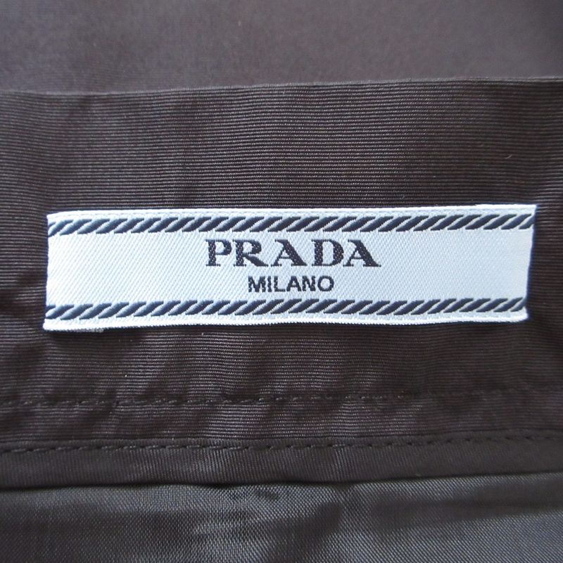 Prada Knee Length Silk Box Pleated Skirt 44S Black Women Used
