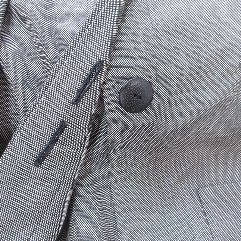 Christian DIOR Vintage Plaid Patterned Winged Mid-length Wool Collarless Jacket