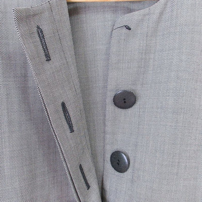 Christian DIOR Vintage Plaid Patterned Winged Mid-length Wool Collarless Jacket