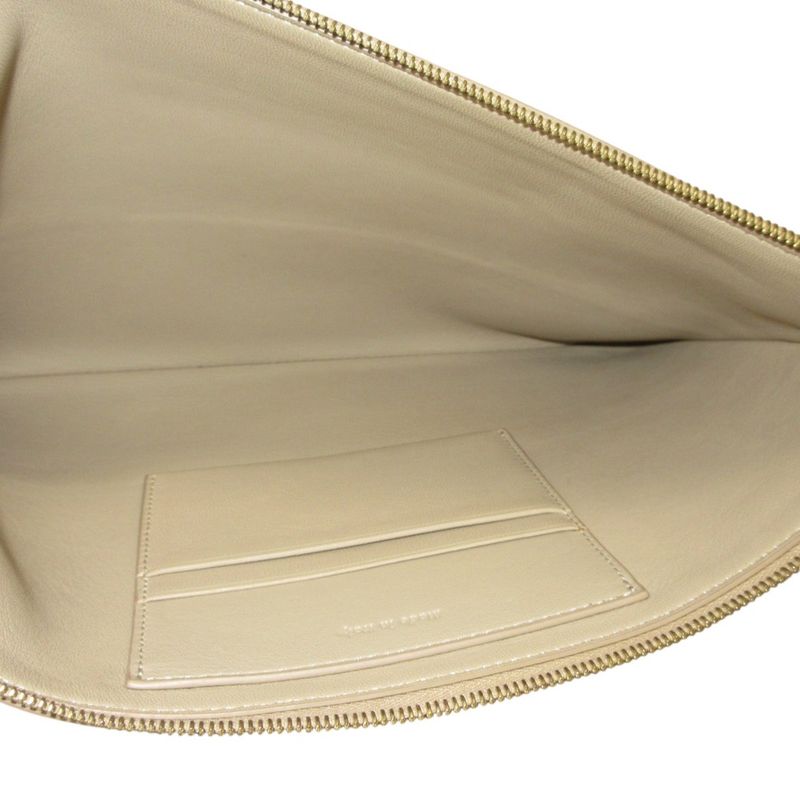 Celine Solo Bicolor Leather Clutch Bag Beige Blue Ladies Used