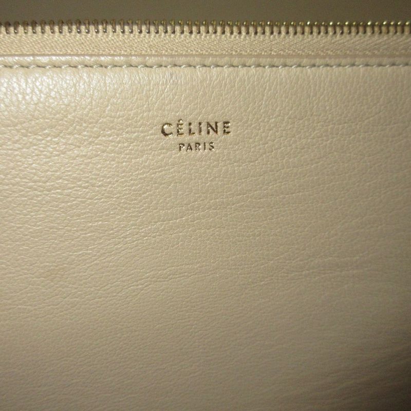 Celine Solo Bicolor Leather Clutch Bag Beige Blue Ladies Used