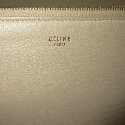 Celine Solo Bicolor Leather Clutch Bag Beige Blue Ladies Used