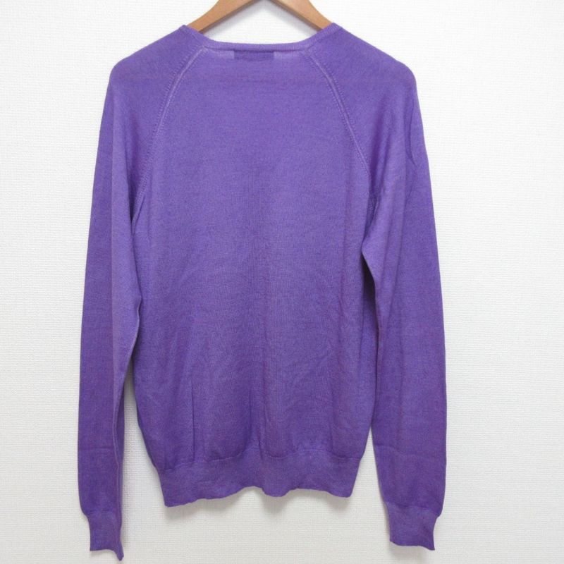 Good Prada Wool Silk V-Neck Knit Cut and Sewn Size 50 Purple Men's Used