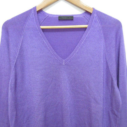 Good Prada Wool Silk V-Neck Knit Cut and Sewn Size 50 Purple Men's Used