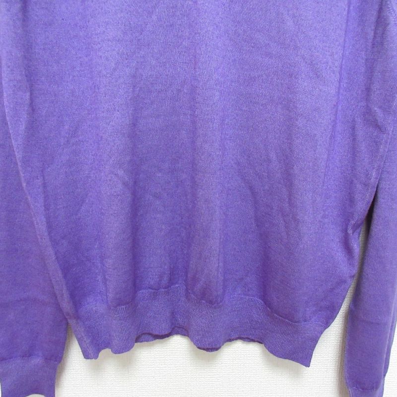Good Prada Wool Silk V-Neck Knit Cut and Sewn Size 50 Purple Men's Used