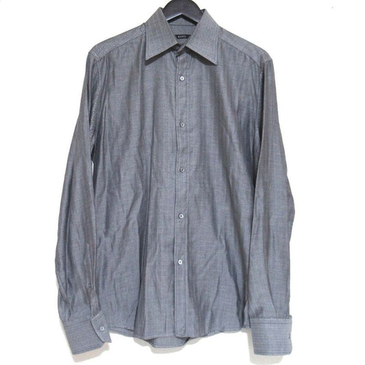 Gucci Herringbone Pattern Long Sleeve Dress Shirt 020726 Z1234 Size 38/15 Gray