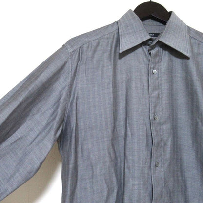 Gucci Herringbone Pattern Long Sleeve Dress Shirt 020726 Z1234 Size 38/15 Gray