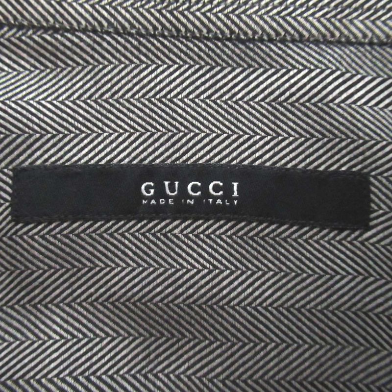 Gucci Herringbone Pattern Long Sleeve Dress Shirt 020726 Z1234 Size 38/15 Gray