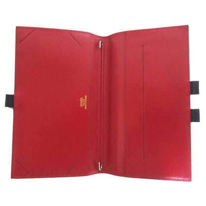 Good Hermes a Engraved Agenda A6 Box Calf Notebook Cabas - Navy and Red Men