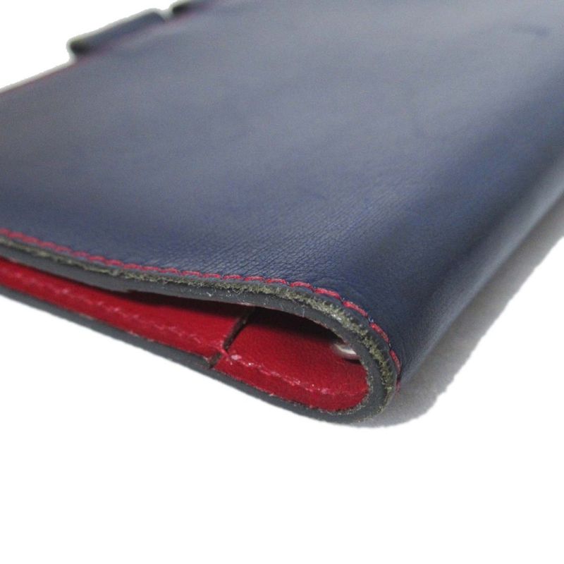 Good Hermes a Engraved Agenda A6 Box Calf Notebook Cabas - Navy and Red Men