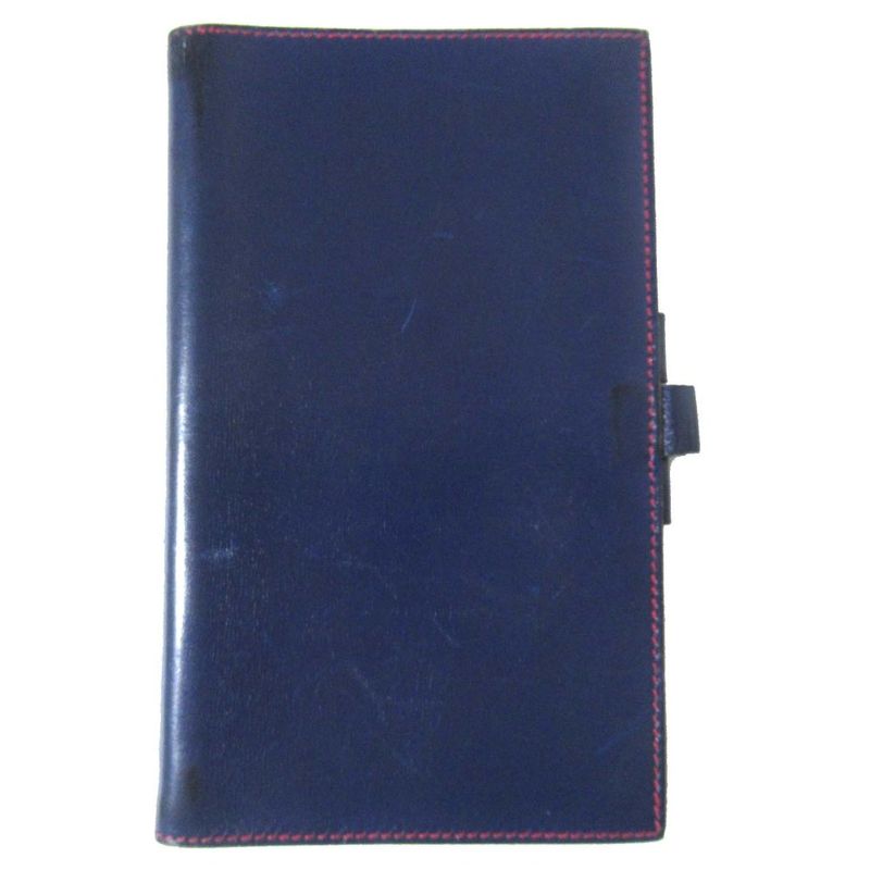Good Hermes a Engraved Agenda A6 Box Calf Notebook Cabas - Navy and Red Men