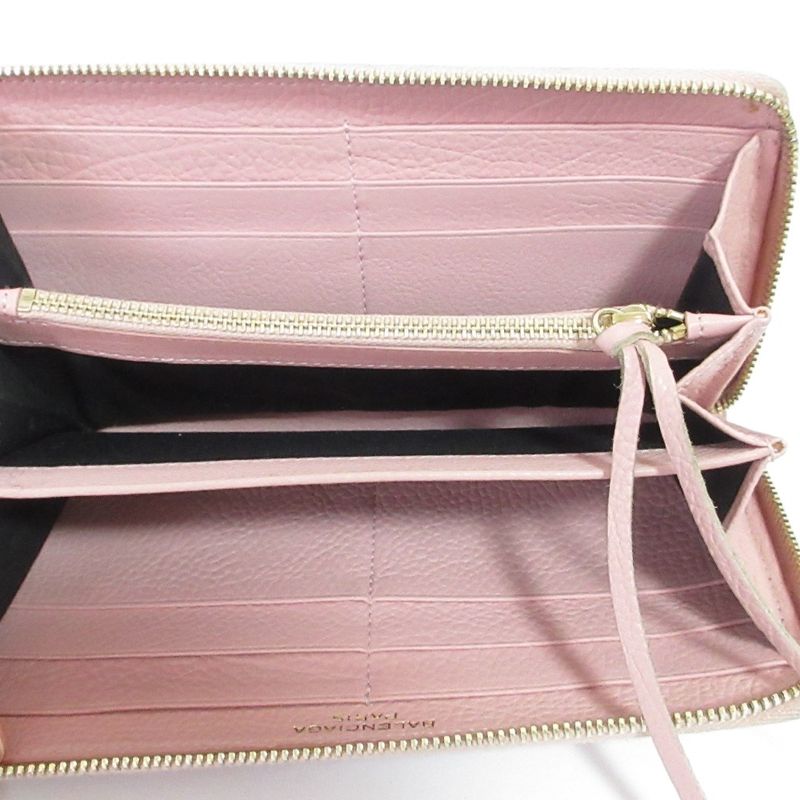 Good Balenciaga Round Zipper Long Wallet Long Wallet Pink Ladies Secondhand Used