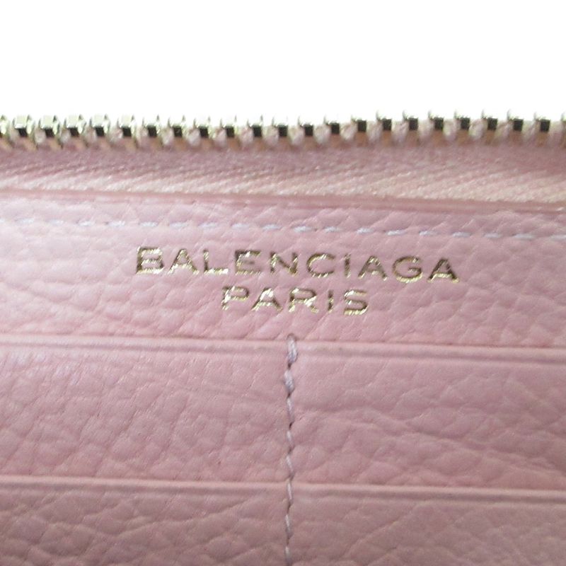 Good Balenciaga Round Zipper Long Wallet Long Wallet Pink Ladies Secondhand Used