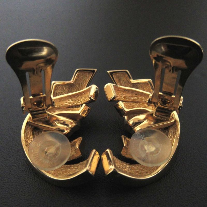 Christian Dior Volume Earring Clip Earring GP Gold Color Women's Used