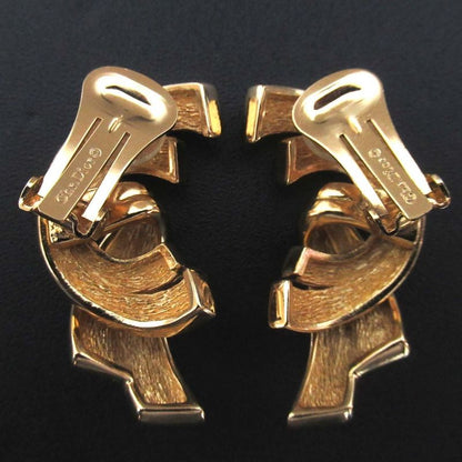 Christian Dior Volume Earring Clip Earring GP Gold Color Women's Used