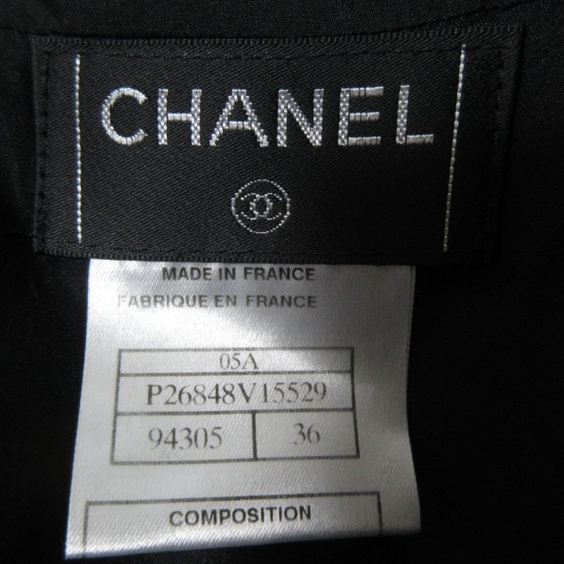 Good Chanel 05a Tweed Pleated Knee Length Skirt P26848 Size 36 Black Ladies Used