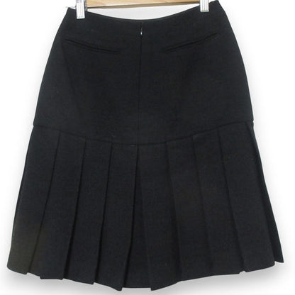 Good Chanel 05a Tweed Pleated Knee Length Skirt P26848 Size 36 Black Ladies Used
