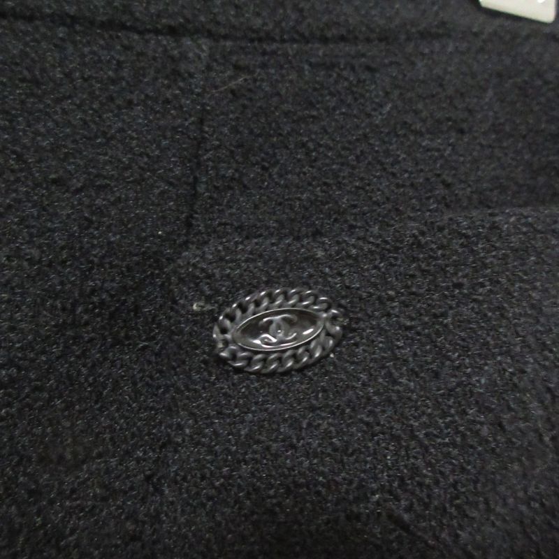 Good Chanel 05a Tweed Pleated Knee Length Skirt P26848 Size 36 Black Ladies Used