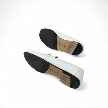 Hermes Colette Loafer Leather Shoes Leather White Silver Ruri Buckle Moccasins