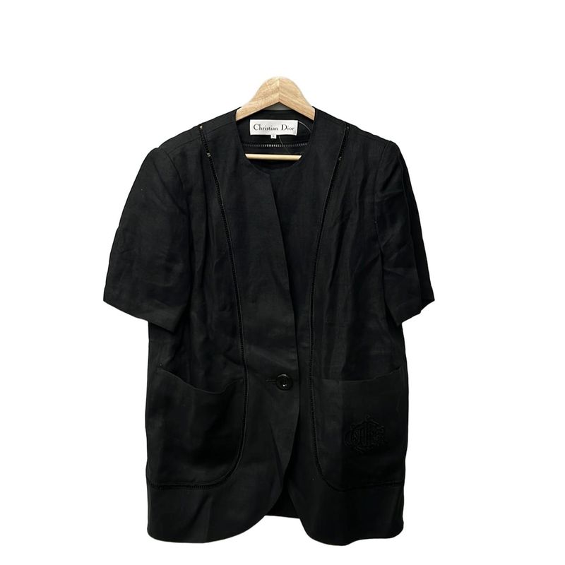 Dior/christian Dior Jacket Size L Women - Black Short Sleeves Fall/spring