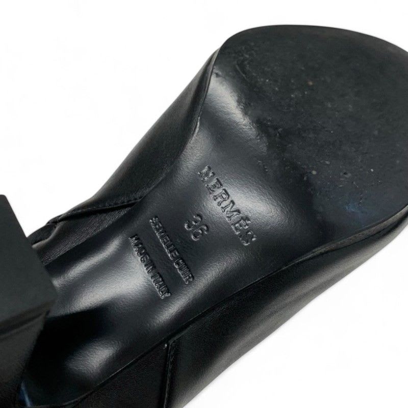 Hermes Boots Short Shoes Leather Black Silver Kelly Hardware
