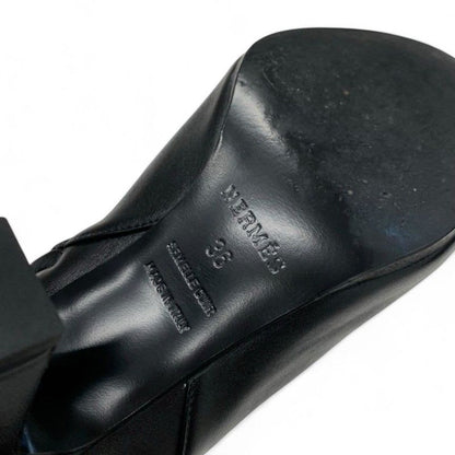 Hermes Boots Short Shoes Leather Black Silver Kelly Hardware