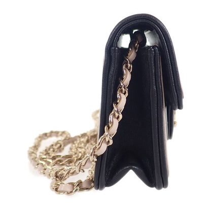 Chanel Mini Matelasse Chain Clutch Ap3560 Shoulder Bag Lambskin Black Beige