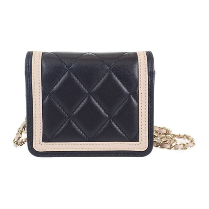 Chanel Mini Matelasse Chain Clutch Ap3560 Shoulder Bag Lambskin Black Beige