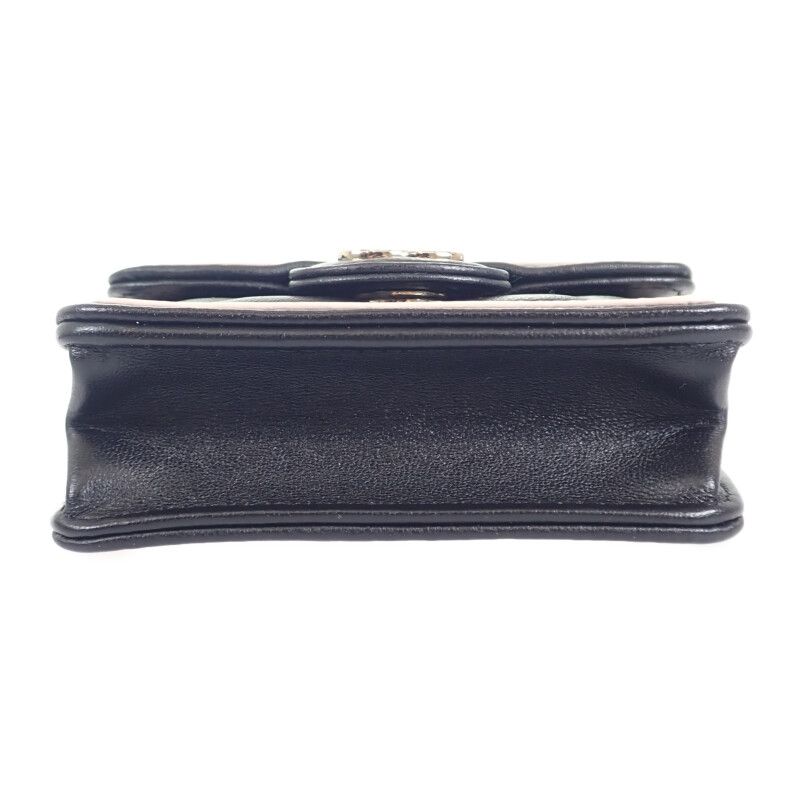 Chanel Mini Matelasse Chain Clutch Ap3560 Shoulder Bag Lambskin Black Beige