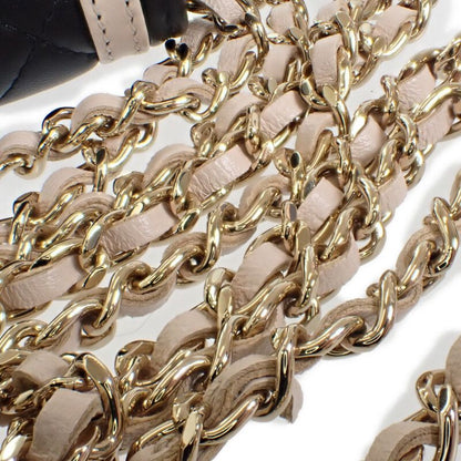 Chanel Mini Matelasse Chain Clutch Ap3560 Shoulder Bag Lambskin Black Beige