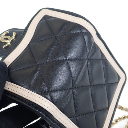 Chanel Mini Matelasse Chain Clutch Ap3560 Shoulder Bag Lambskin Black Beige