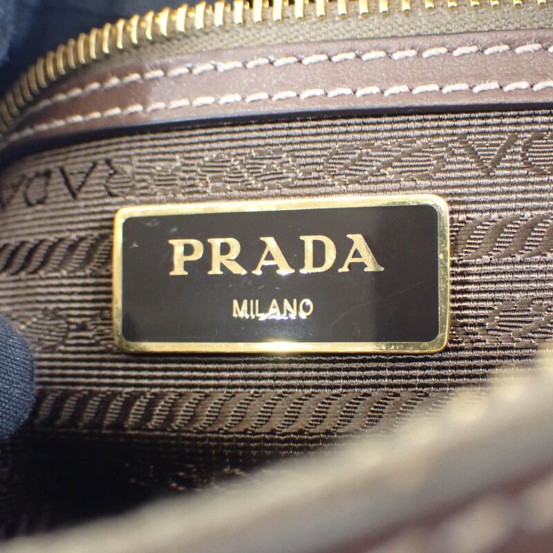 Prada Logo Jacquard Shoulder 1bh089_ucw_f0b16 Canvas Shoulder Bag Leather Beige