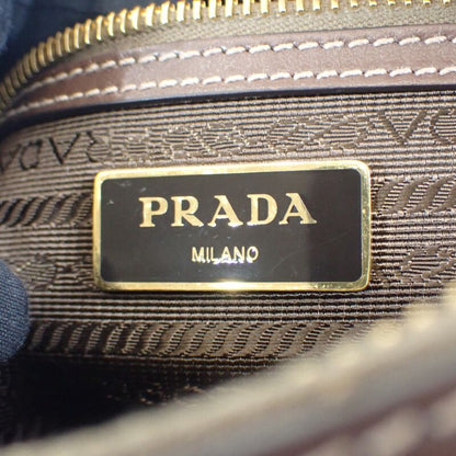 Prada Logo Jacquard Shoulder 1bh089_ucw_f0b16 Canvas Shoulder Bag Leather Beige