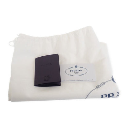 Prada Logo Jacquard Shoulder 1bh089_ucw_f0b16 Canvas Shoulder Bag Leather Beige