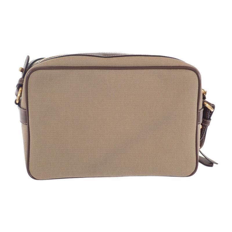 Prada Logo Jacquard Shoulder 1bh089_ucw_f0b16 Canvas Shoulder Bag Leather Beige