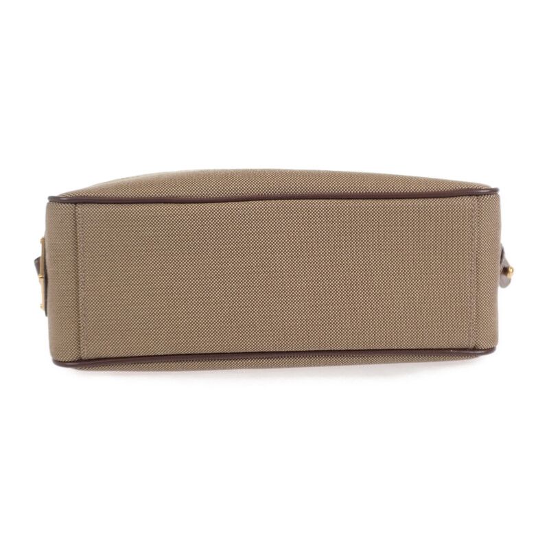 Prada Logo Jacquard Shoulder 1bh089_ucw_f0b16 Canvas Shoulder Bag Leather Beige