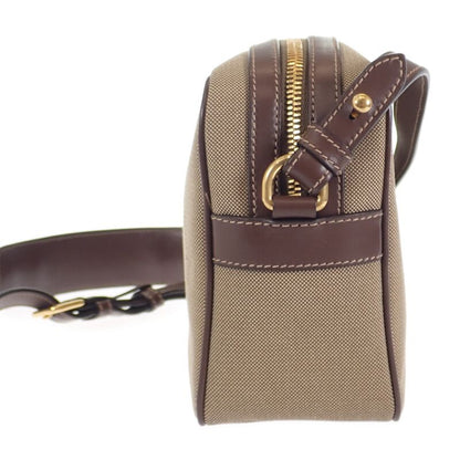 Prada Logo Jacquard Shoulder 1bh089_ucw_f0b16 Canvas Shoulder Bag Leather Beige