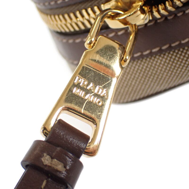 Prada Logo Jacquard Shoulder 1bh089_ucw_f0b16 Canvas Shoulder Bag Leather Beige