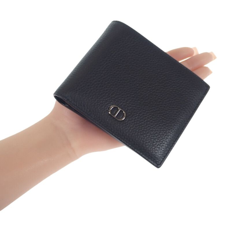 Christian DIOR CD Icon Wallet 2esbc027cdi_h00n Bifold Wallet Grain Calf Leather